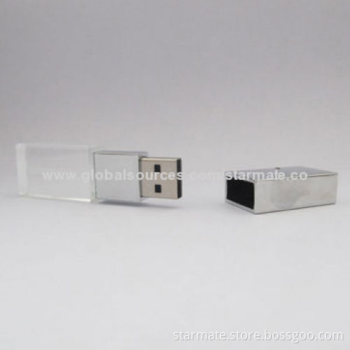 Crystal USB Flash Drive with LED Light, Plug-and-play FunctionNew